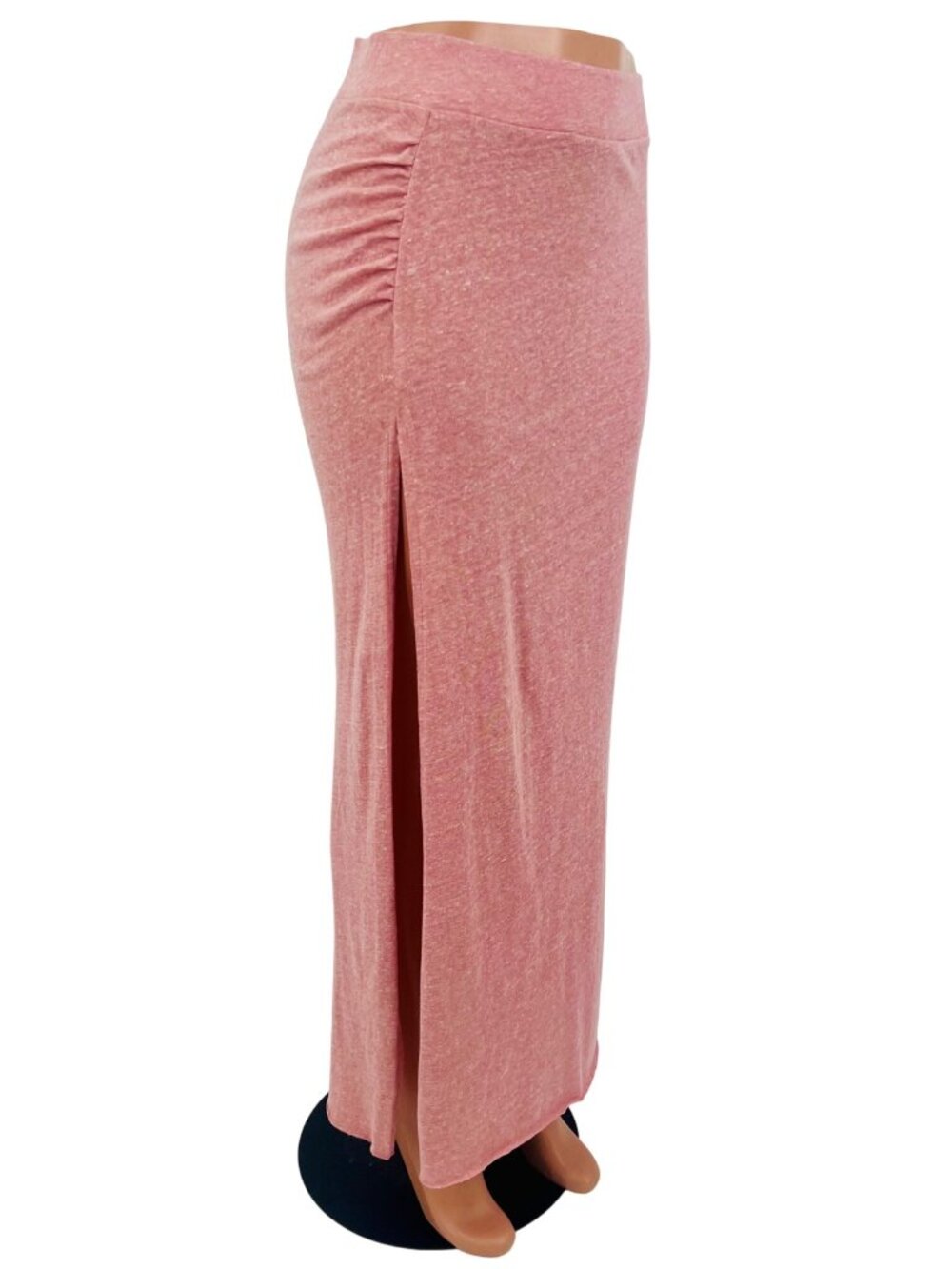 Free People Beach Pink Side Ruched & Slit Maxi Skirt M | Boho Coquette Normcore